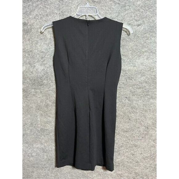 Adrienne Vittadini Dress 12 Petite Sheath Sleeveless Twist Front Ponte Black - Picture 2 of 10